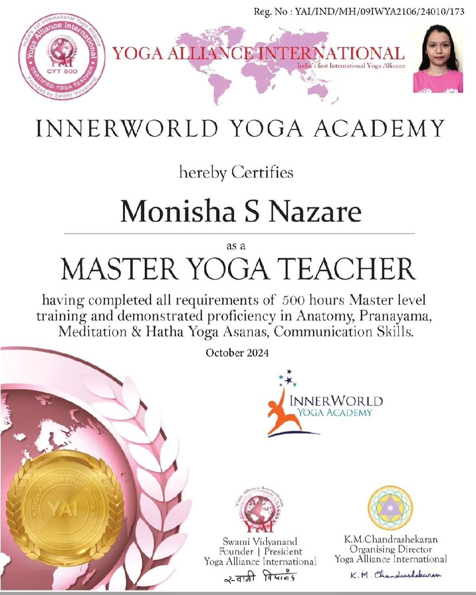 Monisha S Nazare, Yoga Teacher