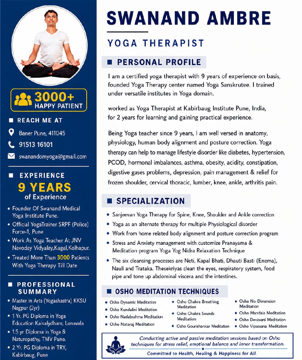 Swanand Ambre, Yoga Teacher